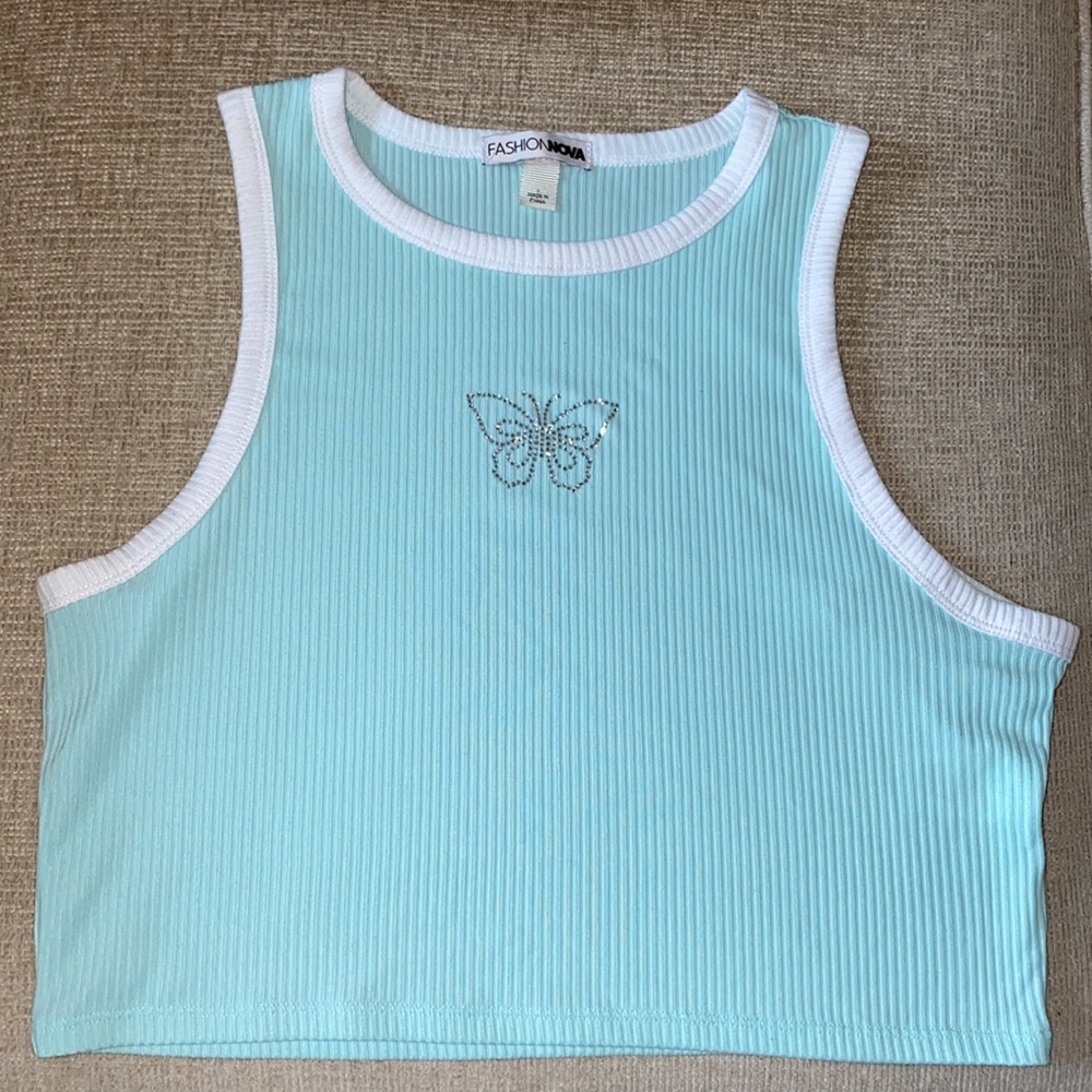 Y2K Queen Rhinestone Tank-Mint - Picture 12 of 15